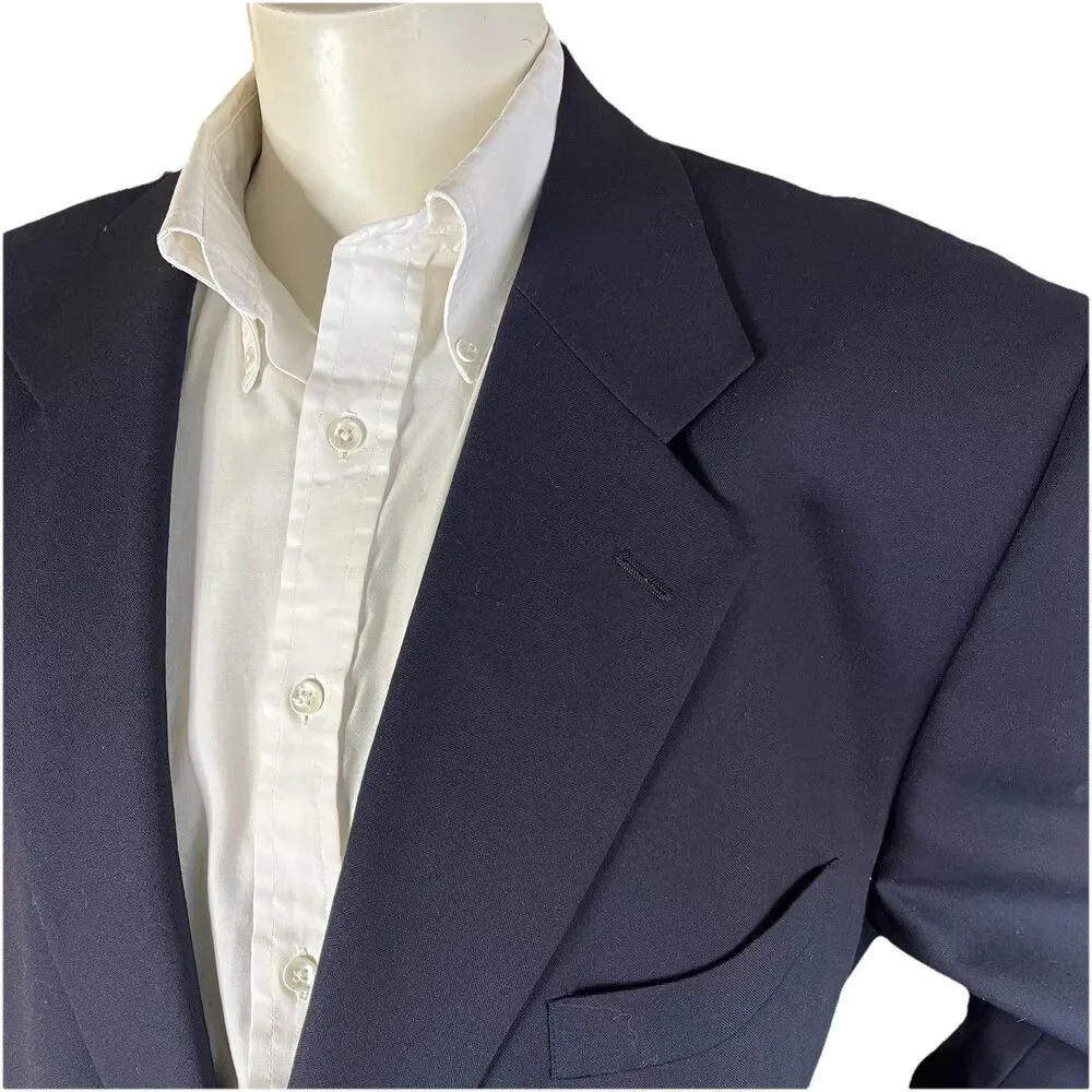 Dario di Napoli Mens 50R Wool Blazer Italy Navy Blue Gold Button Sport Coat NWoT
